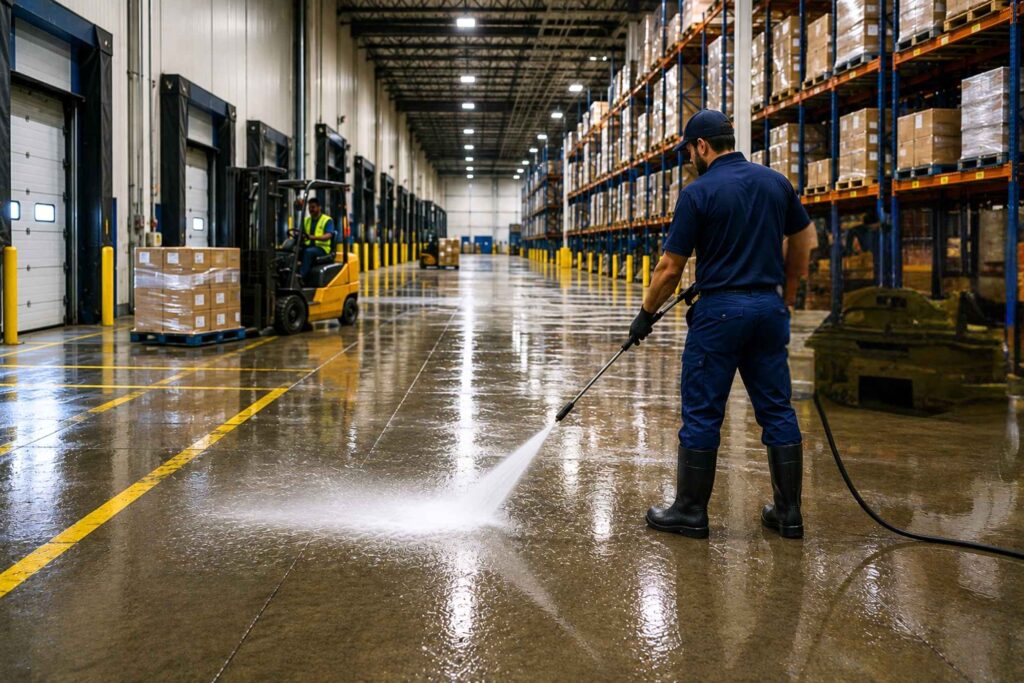 Warehouse Floor Cleaning: Preventing Slip Hazards and Downtime